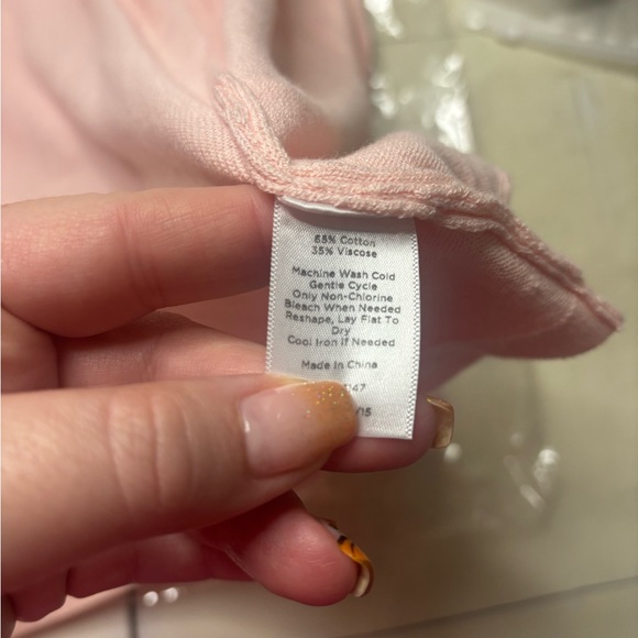 Talbots Light Pink Size Medium Petite Cotton Blend Open Cardigan Sweater Pockets - Picture 7 of 7